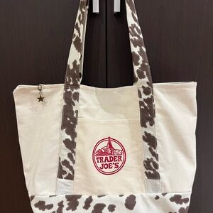 Trader Joe’s Cow Print Large Tote Bag - Cream and Brown